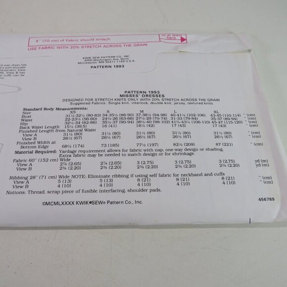 Kwik Sew 1993 sewing pattern UNCUT t-shirt dress - Picture 4 of 7